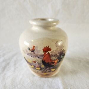 Shaker & Thangs Pottery 4" Rooster Stoneware Crock Bud Vase Farmhouse